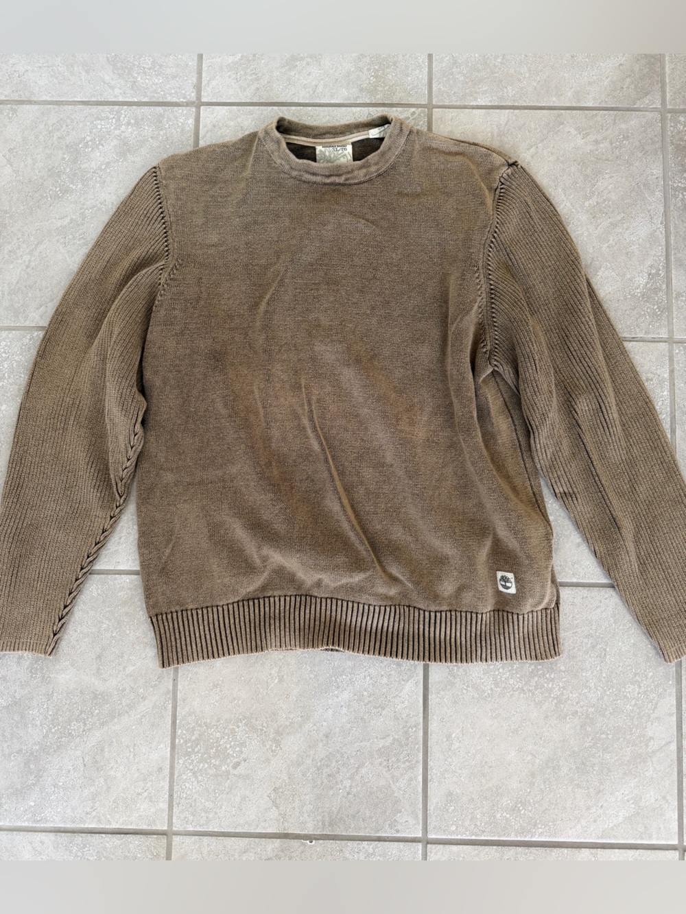 Timberland Men's Tan/Brown Crewneck Knit Sweater